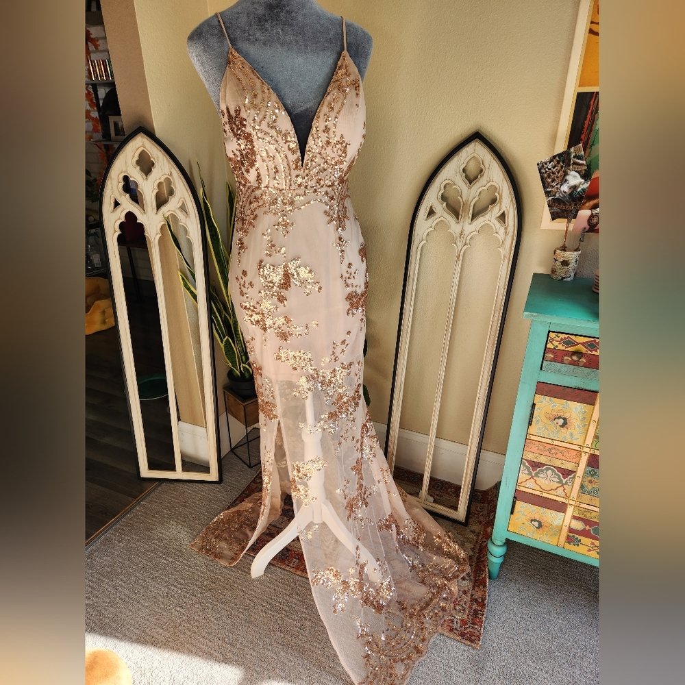 Pink Squin Maxi Dress
